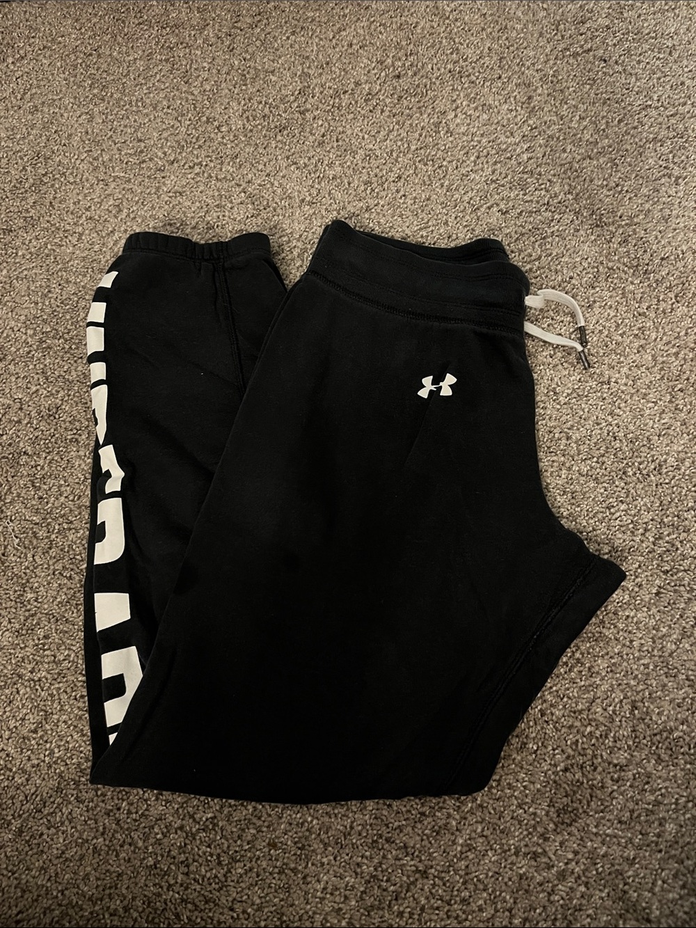 Under Armour Kids Black Jogger Sweatpants with White Logo